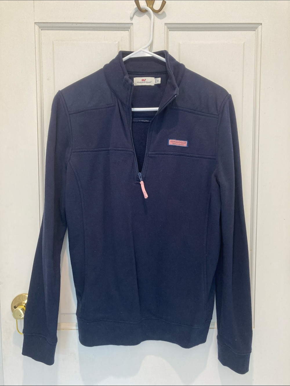 Vineyard Vines Navy Half-Zip Pullover with Pink Accents